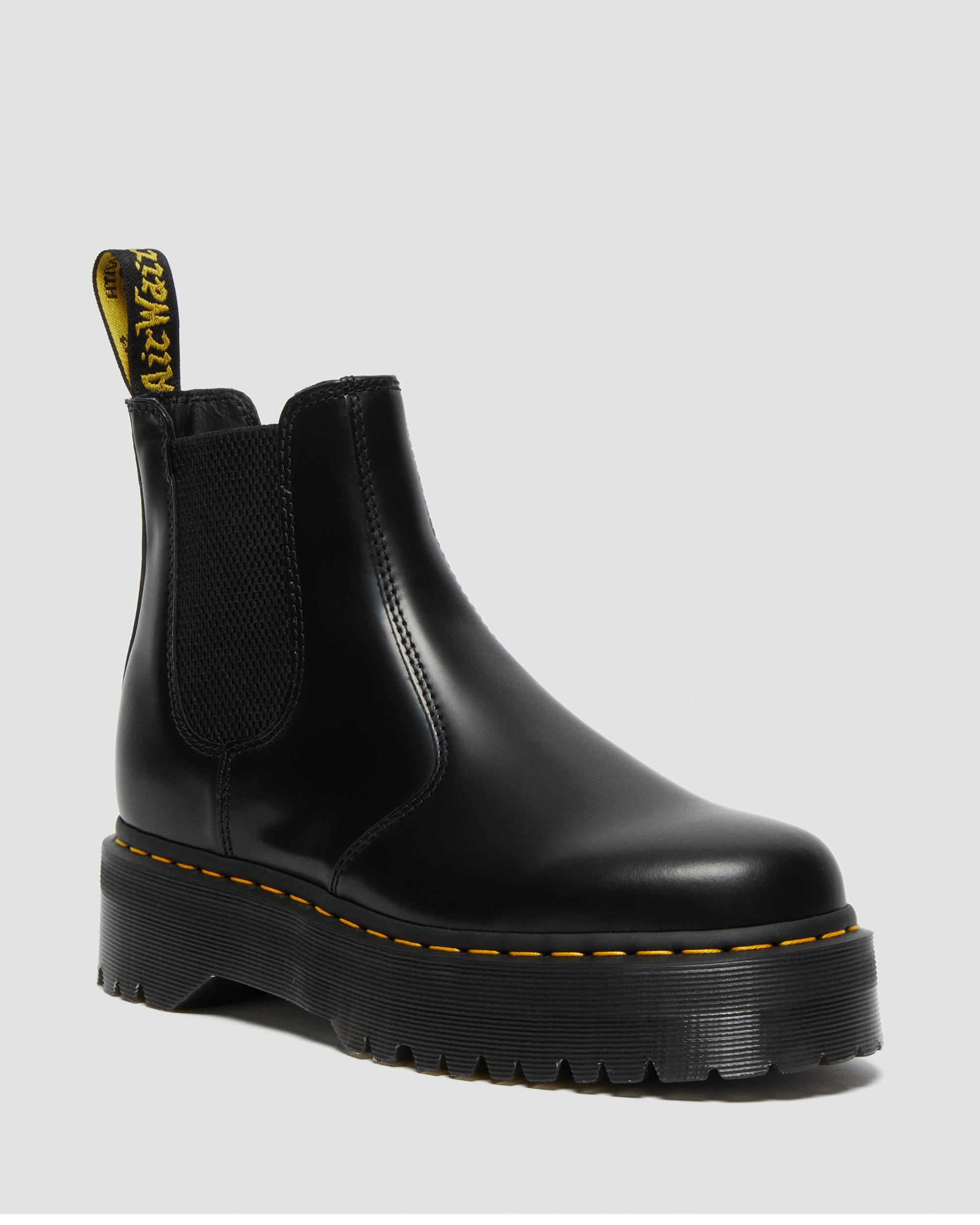2976 Quad Polished Smooth Leather Chelsea Platform Boots