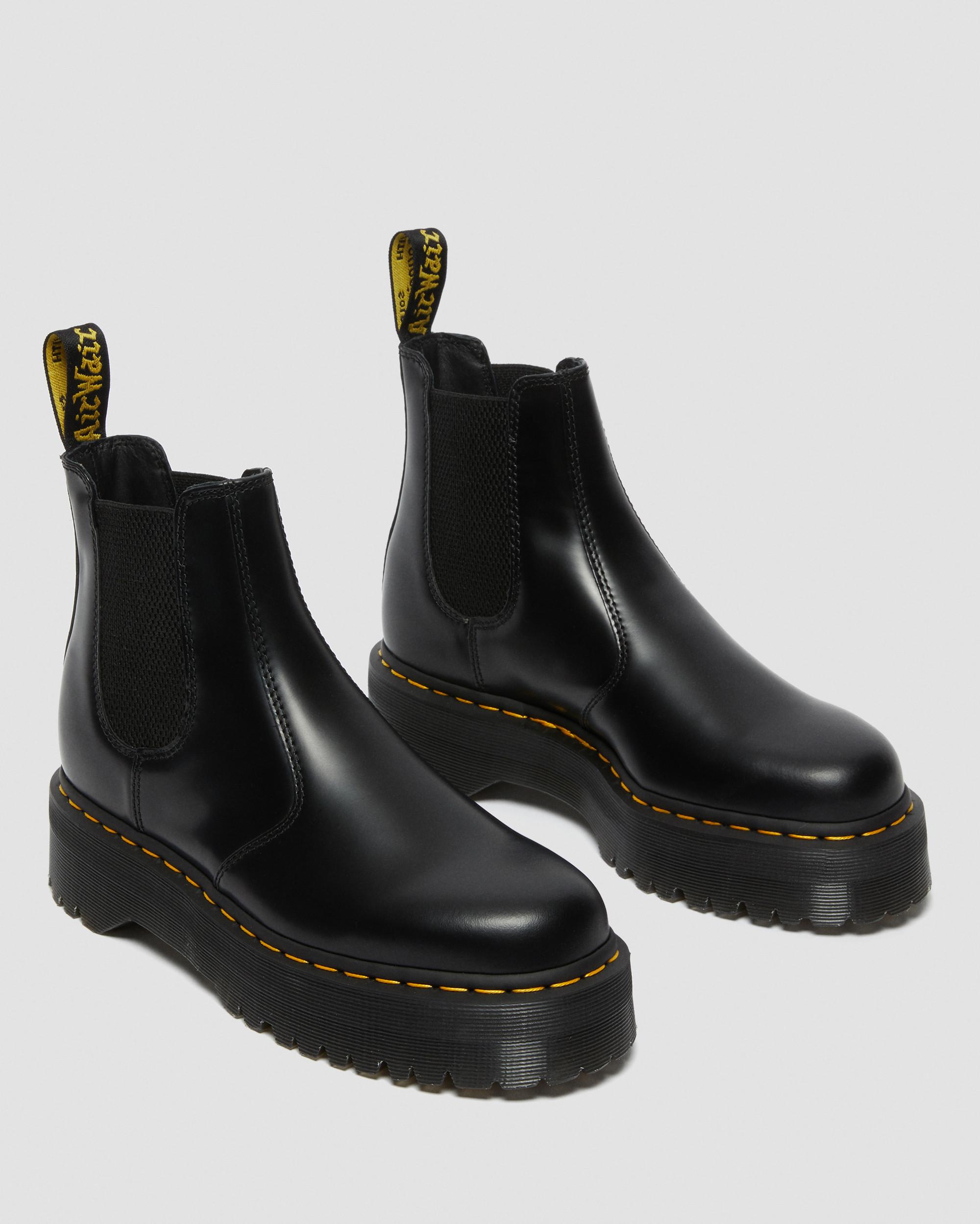 2976 Quad Polished Smooth Leather Chelsea Platform Boots
