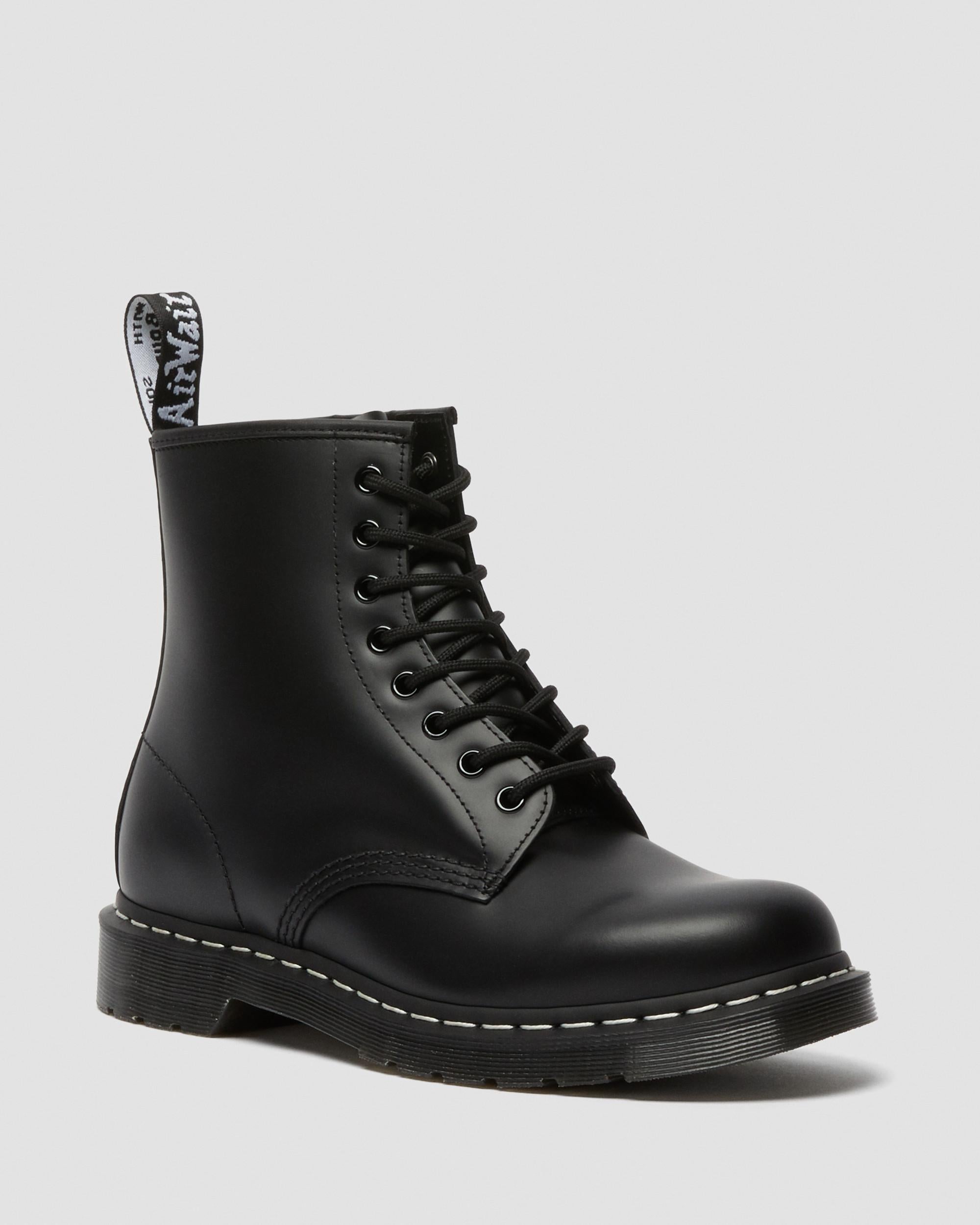 1460 White Stitch Polished Smooth Leather Boots