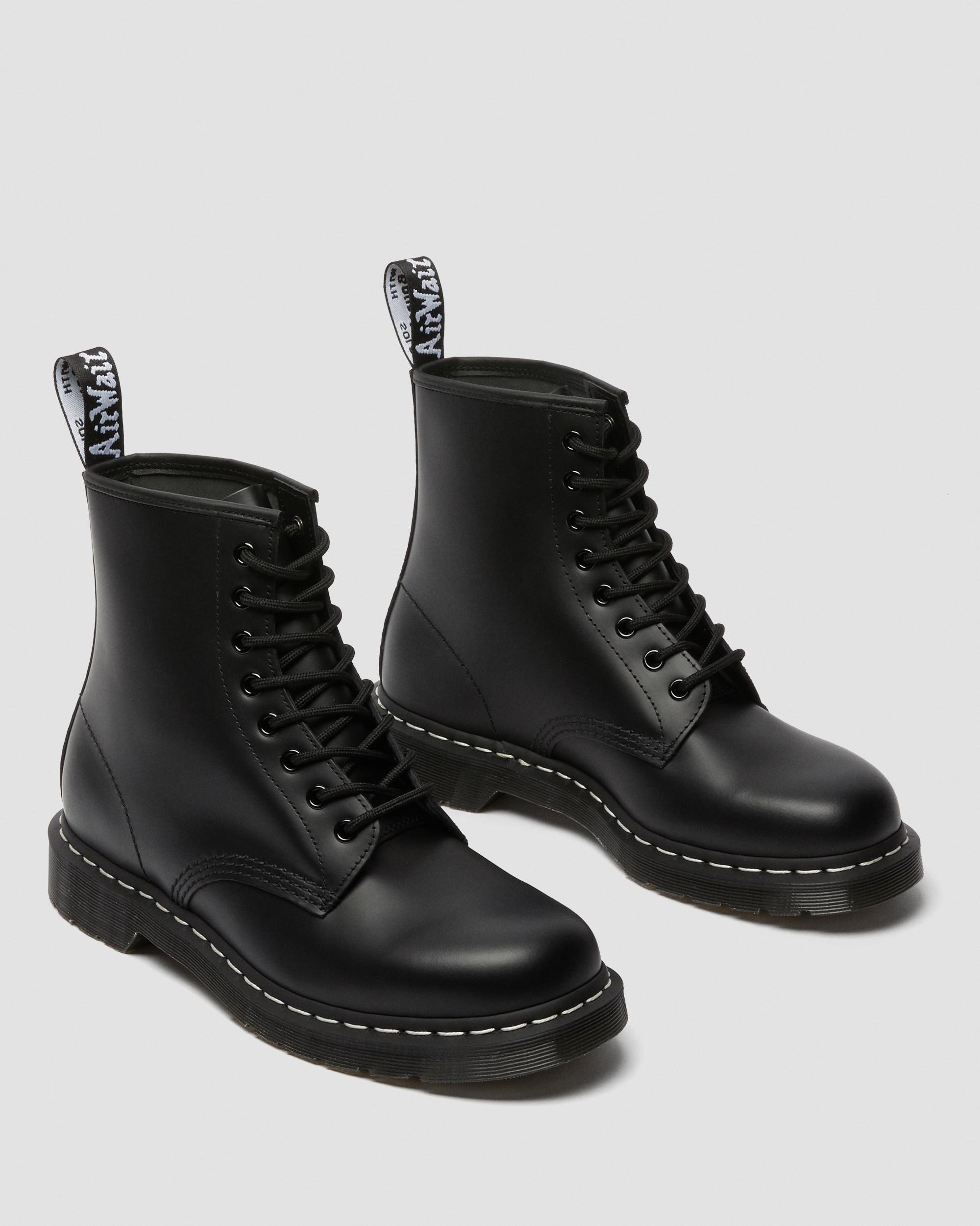 1460 White Stitch Polished Smooth Leather Boots