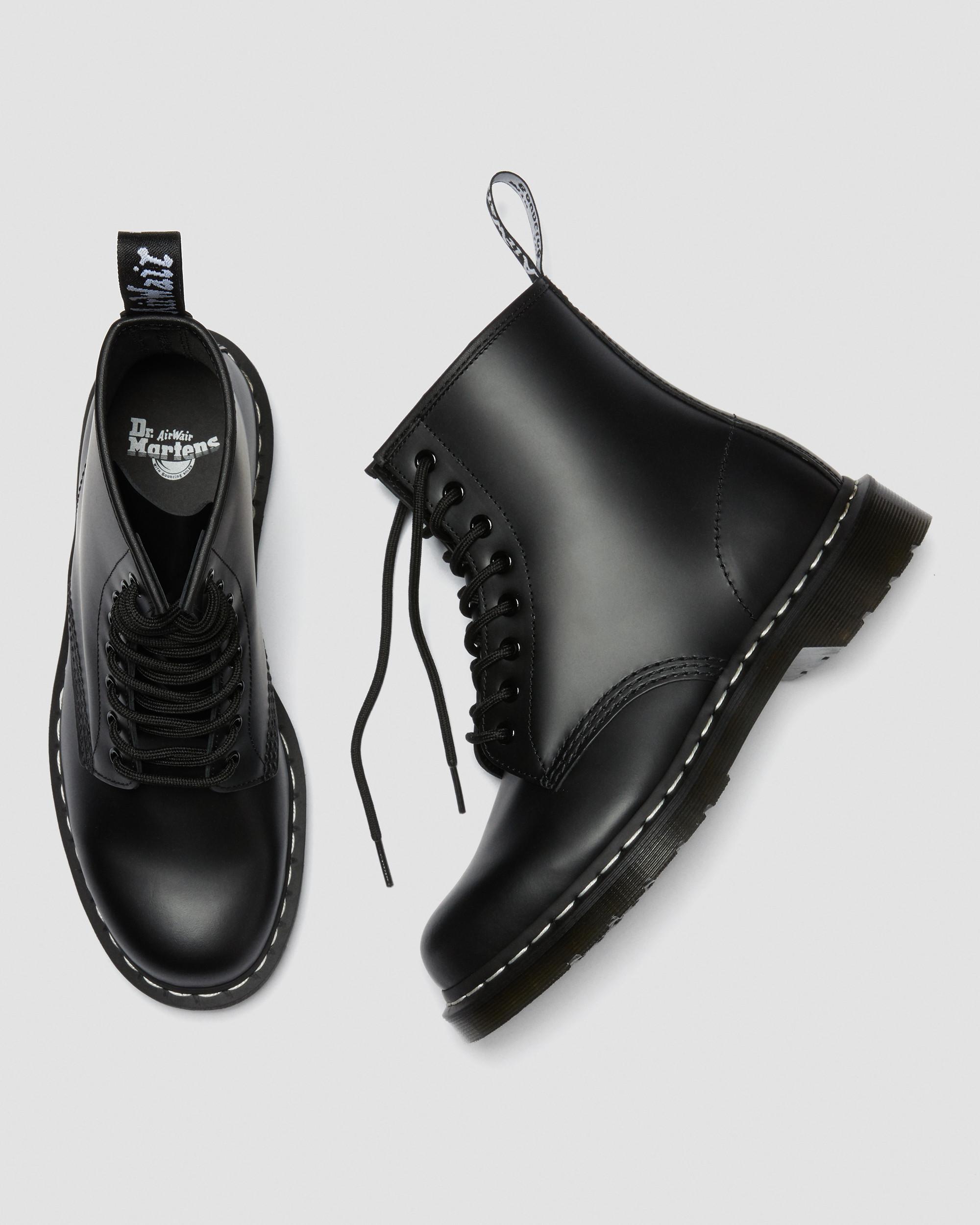 1460 White Stitch Polished Smooth Leather Boots