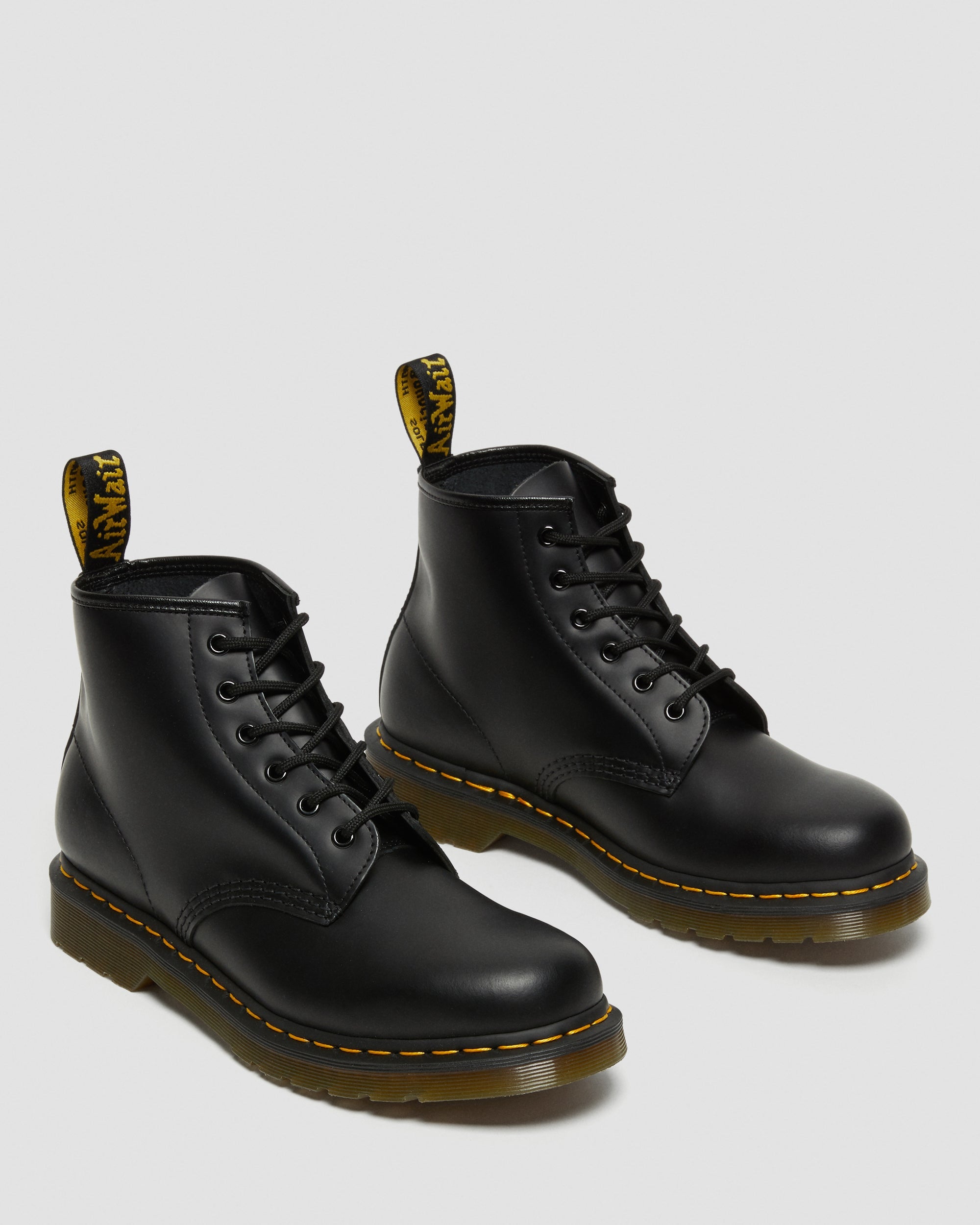 101 Yellow Stitch Smooth Leather Lace-up Ankle Boots