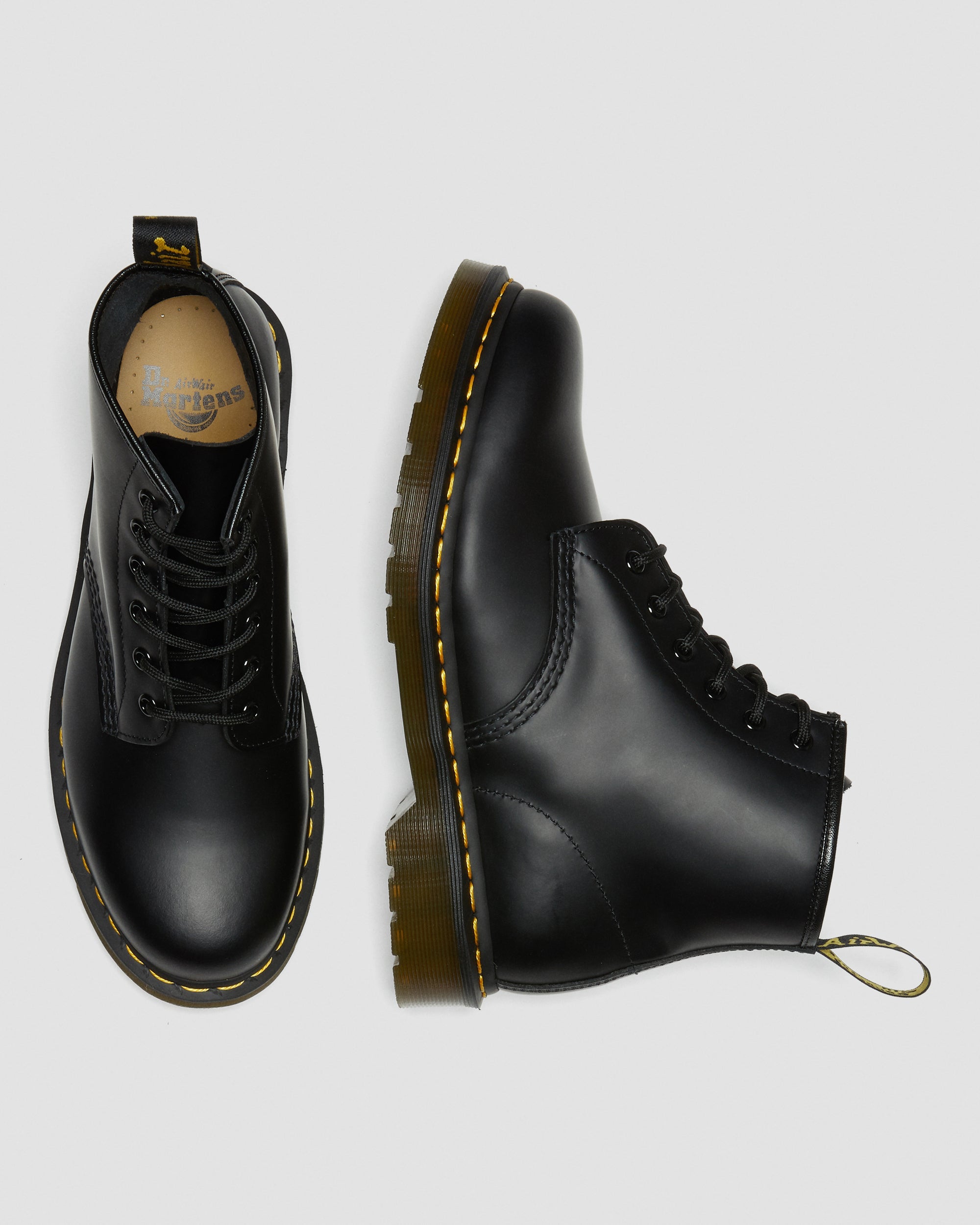 101 Yellow Stitch Smooth Leather Lace-up Ankle Boots