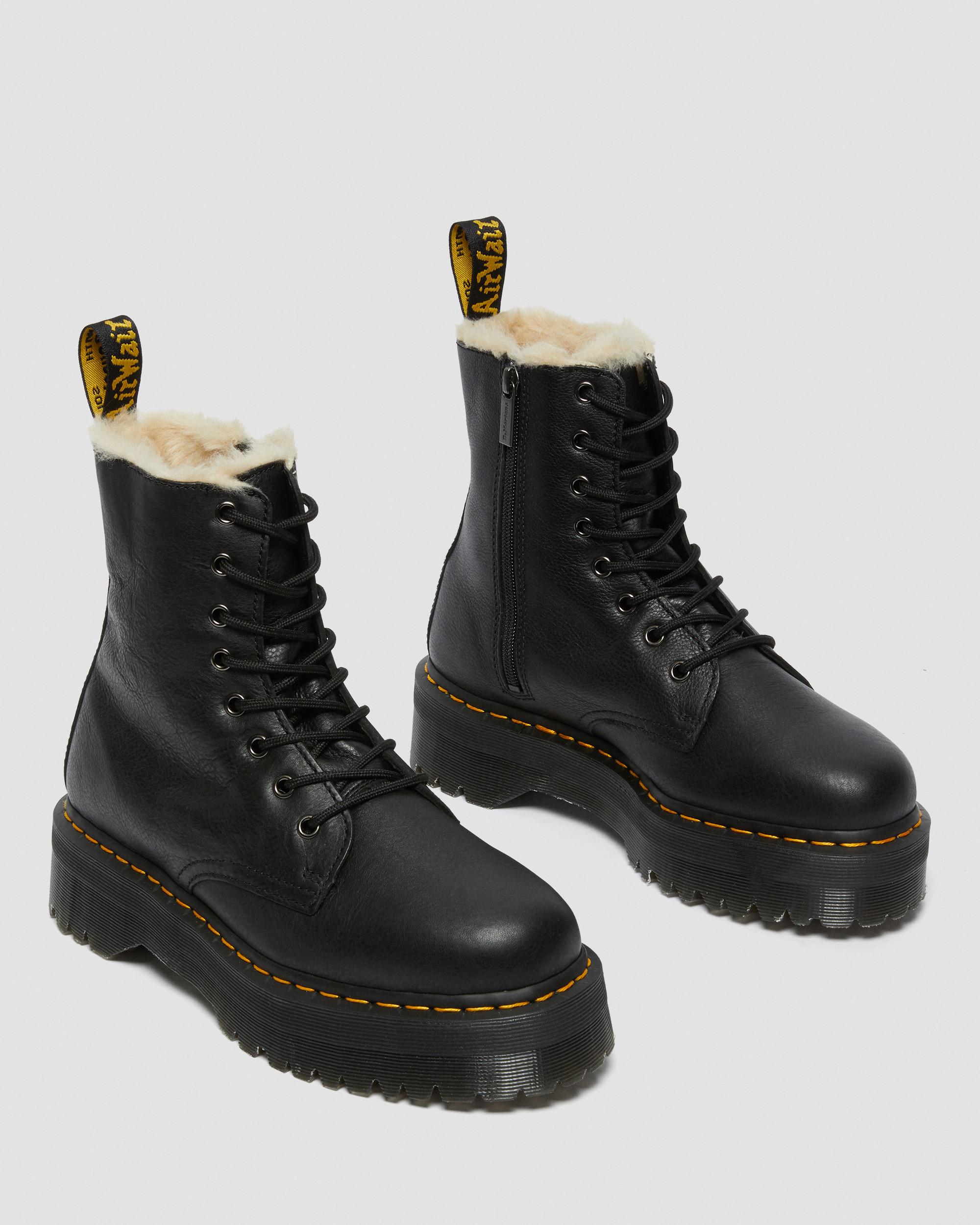 Jadon Fur-Lined Pisa Platform Leather Boots