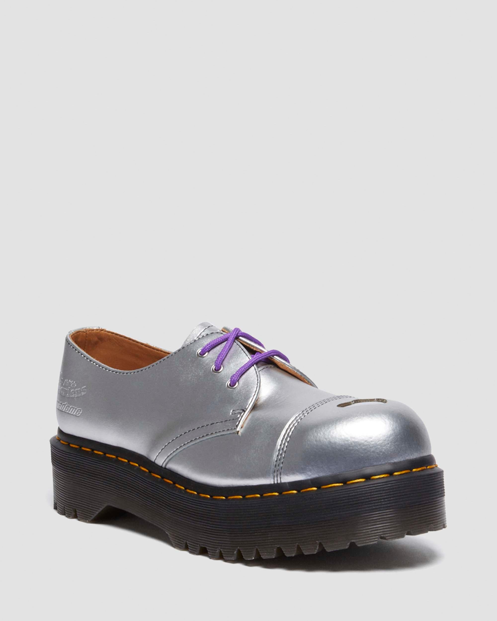 1461 Quad Mademe Silver Alumix Leather Oxford Platform Shoes