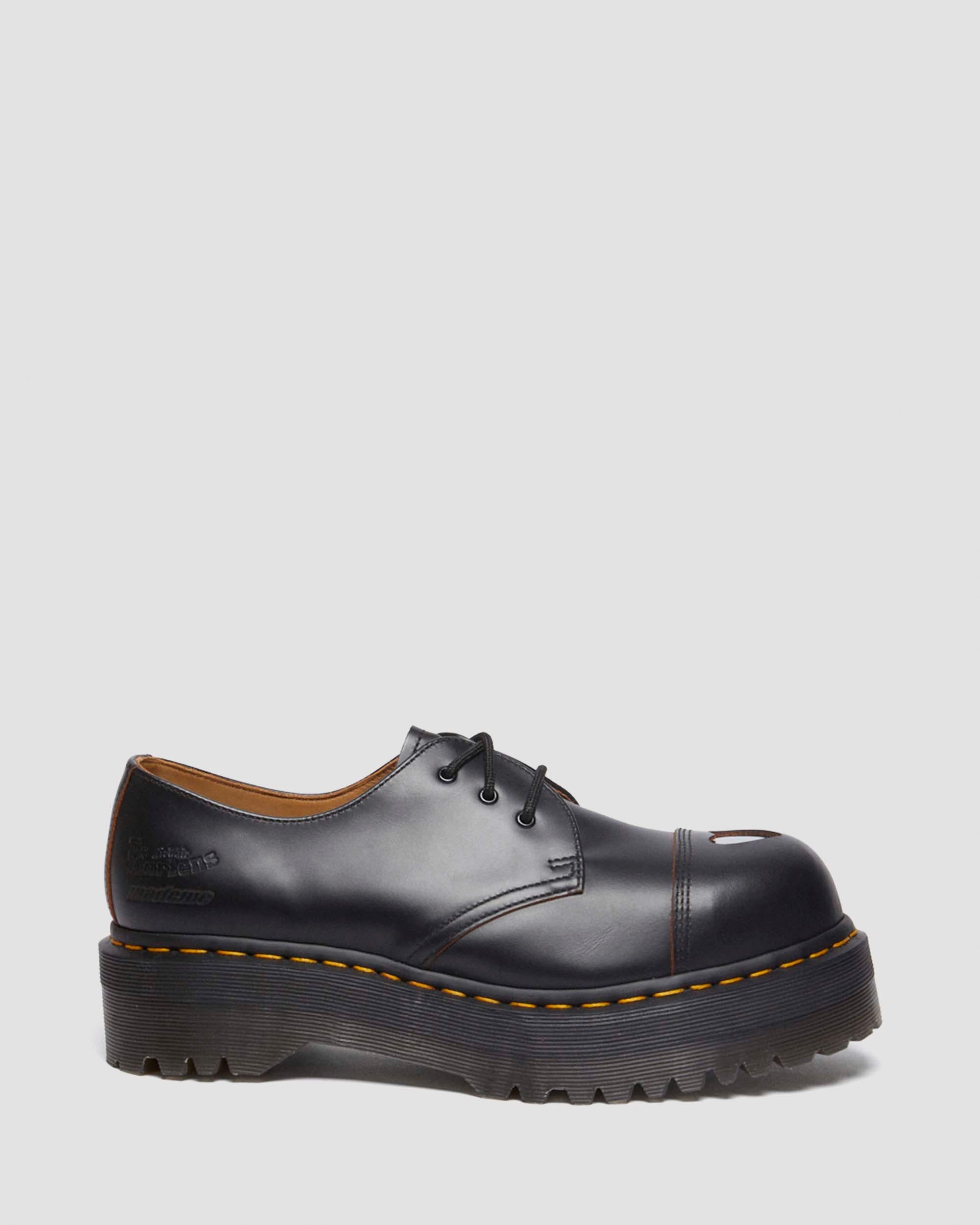 1461 Quad Mademe Black Vintage Smooth Leather Oxford Platform Shoes