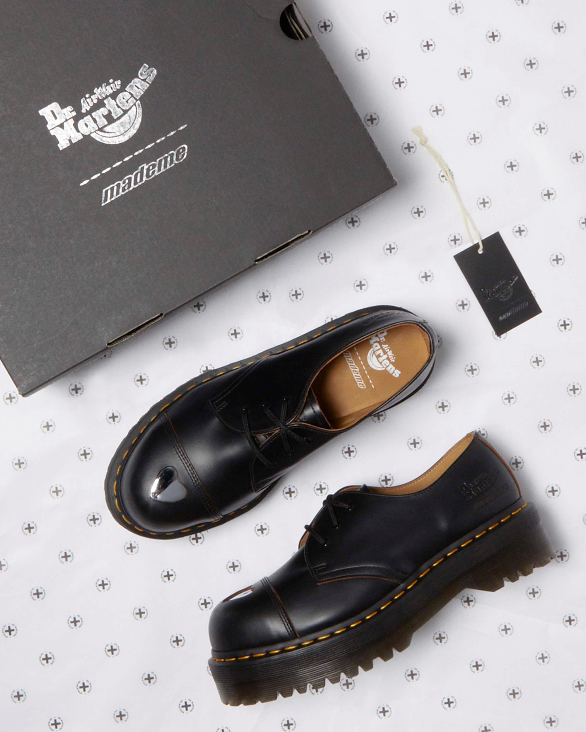 1461 Quad Mademe Black Vintage Smooth Leather Oxford Platform Shoes