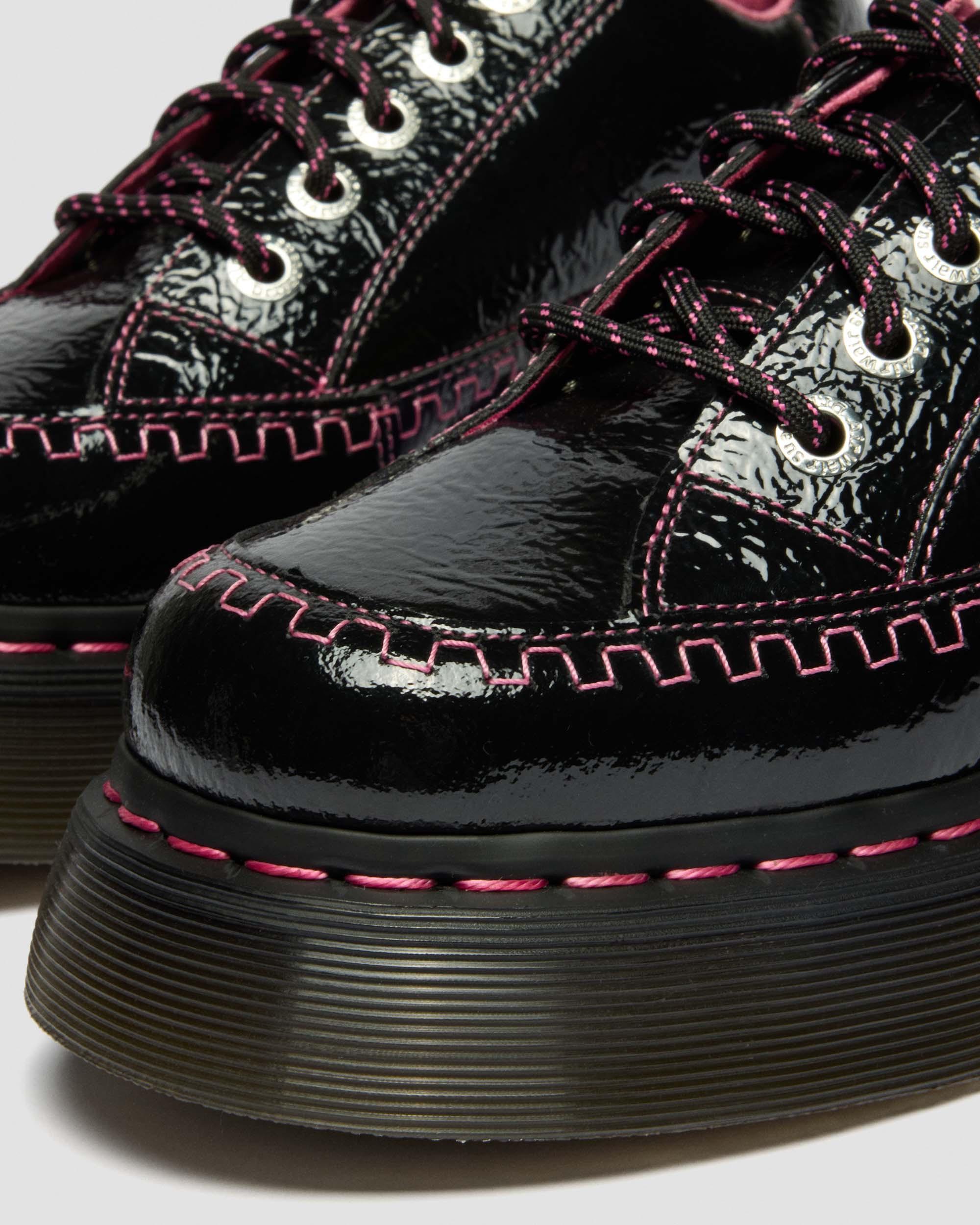 Buzz 5-Eye Distressed Patent Leather Shoes