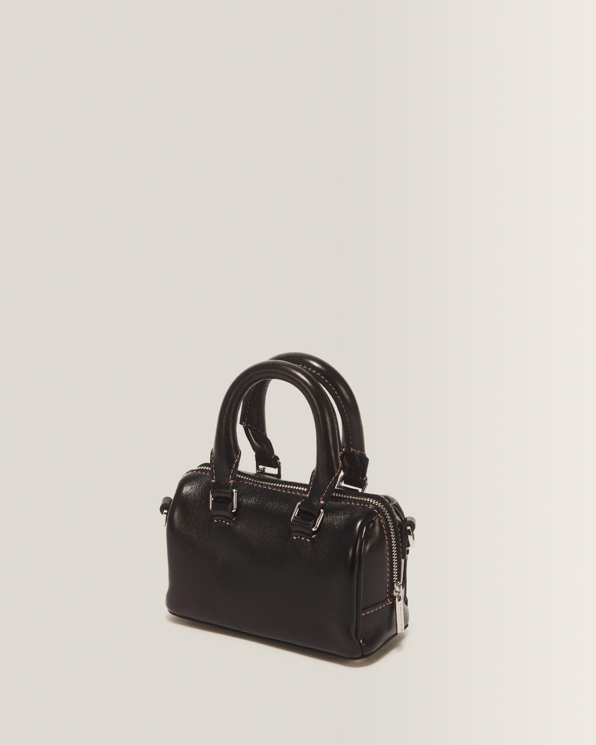 Mini Top Handle Milled Gloss Leather Bag