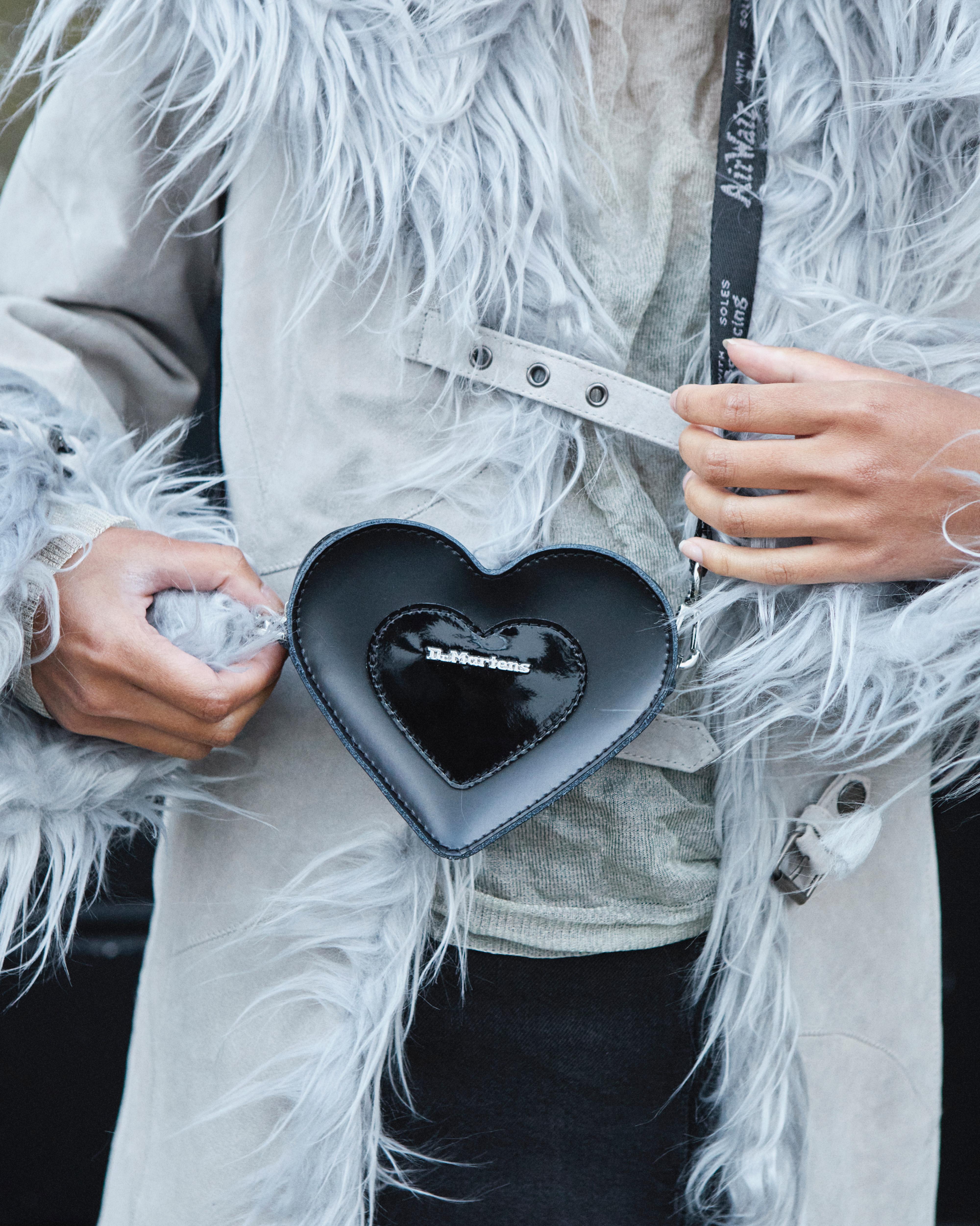 Mini Heart Shaped Leather Bag in Black