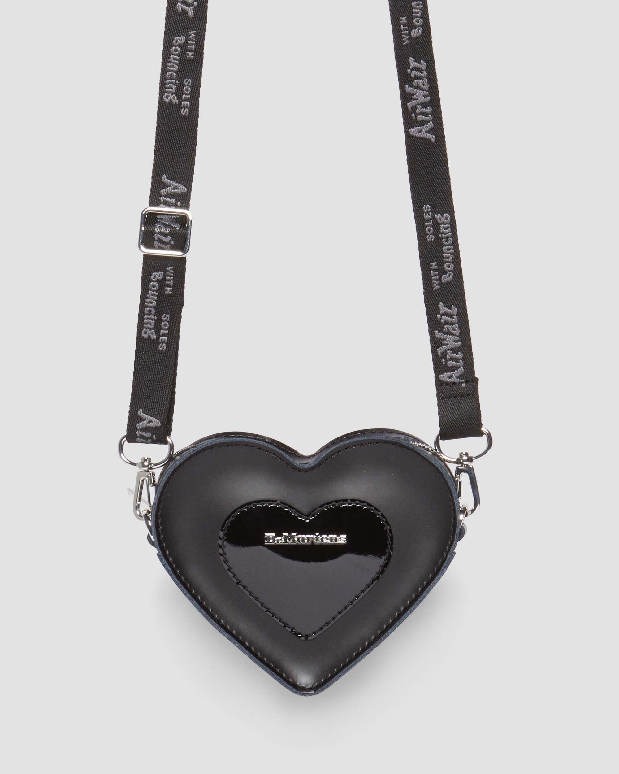 Mini Heart Shaped Leather Bag in Black