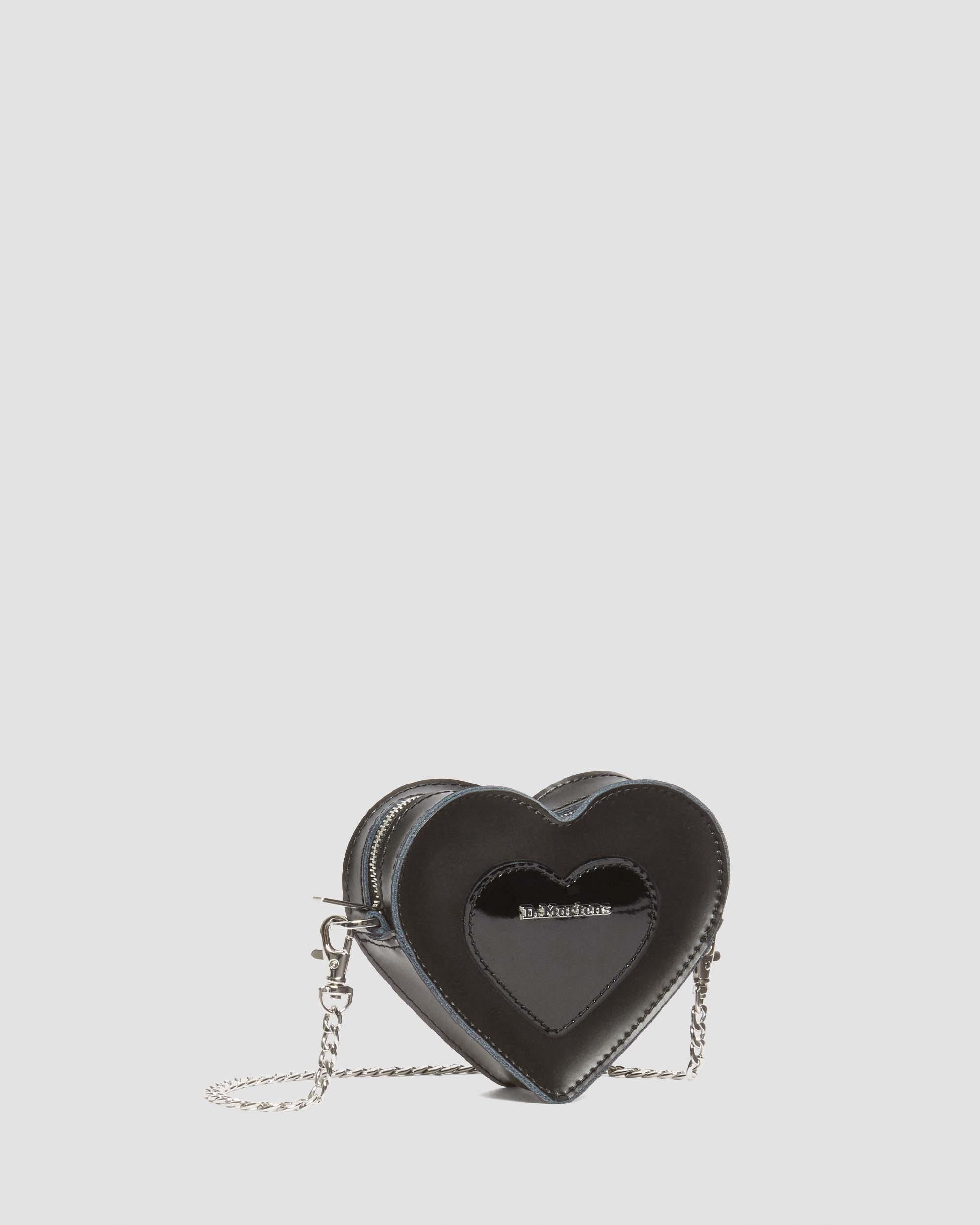 Mini Heart Shaped Leather Bag in Black