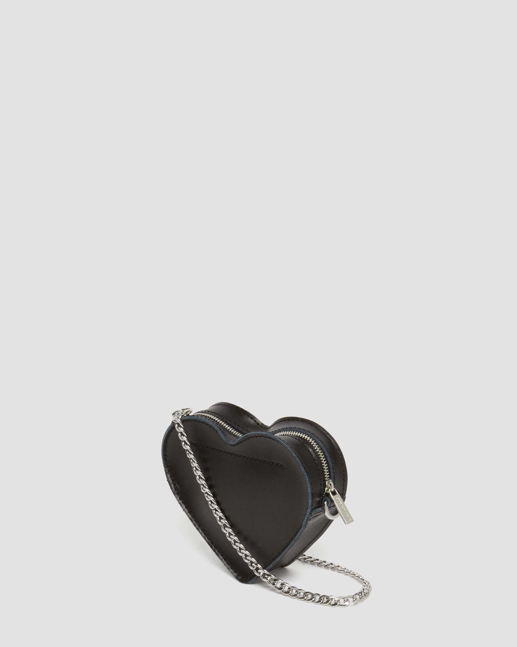 Mini Heart Shaped Leather Bag in Black